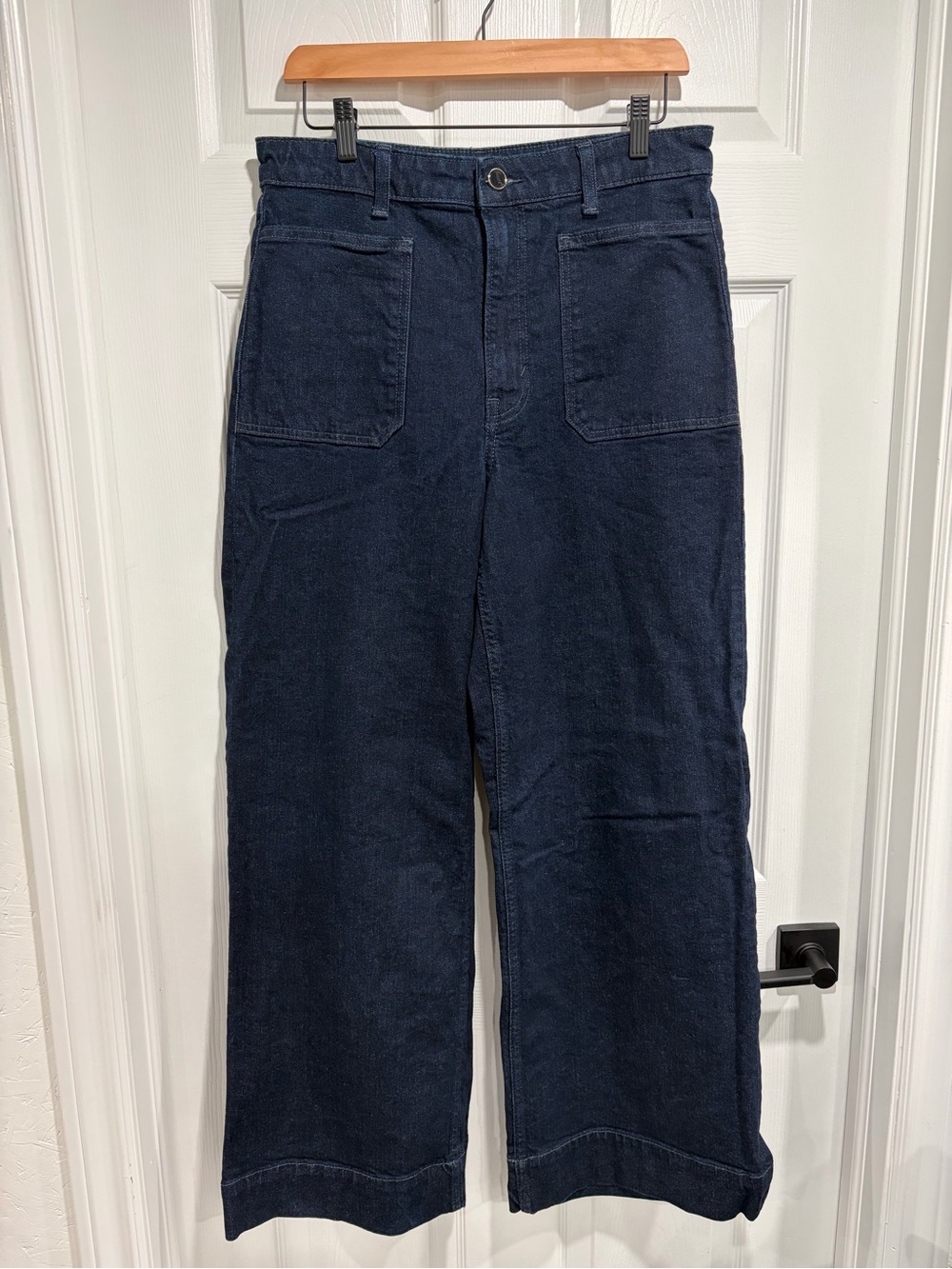 H&M Women’s Dark Blue Denim High-Rise Waist Wide-Leg Jeans
